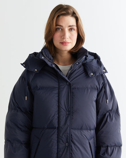 Kurtka damska z kapturem relaxed fit granatowa