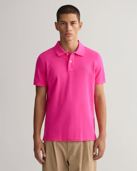 Męski różowy regular fit polo