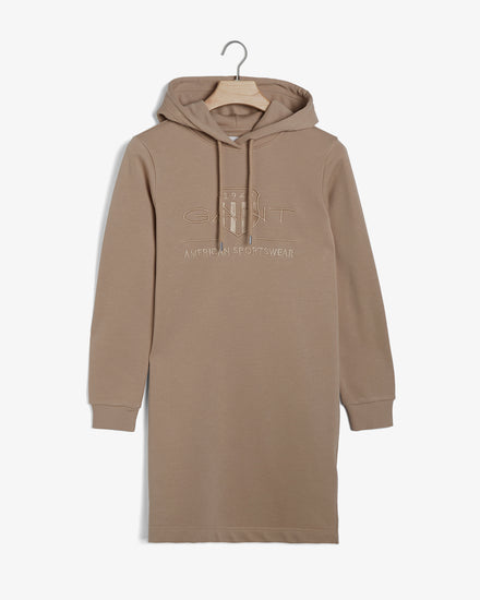 Sukienka damska z nadrukiem z kapturem z długim rękawem regular fit