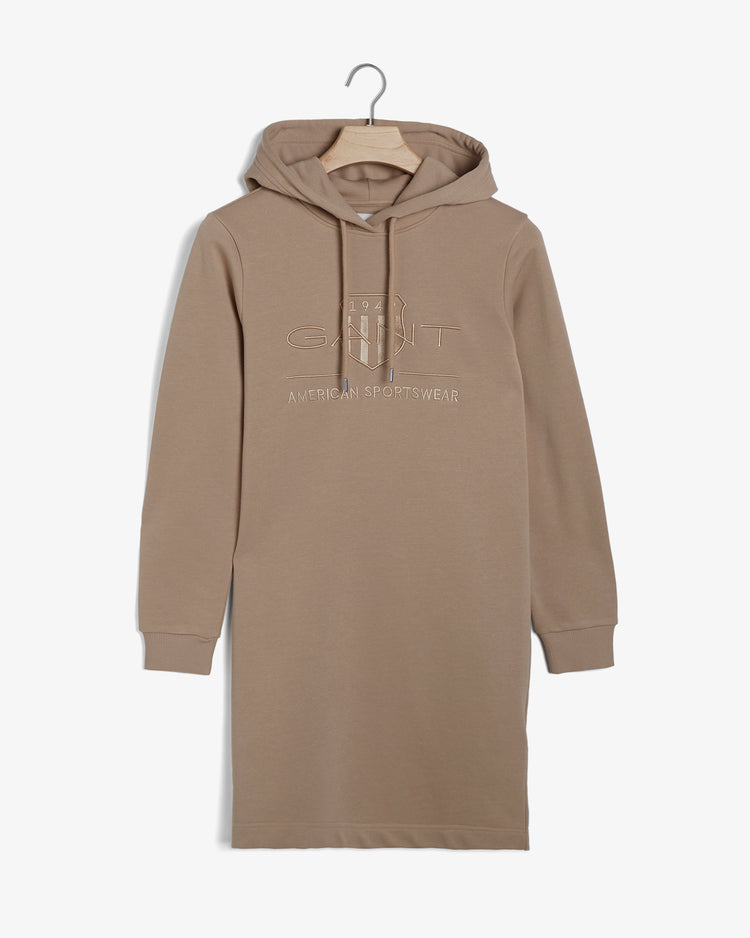 Sukienka damska z nadrukiem z kapturem z długim rękawem regular fit