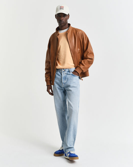 T-shirt męski z okrągłym dekoltem regular fit pomarańczowy