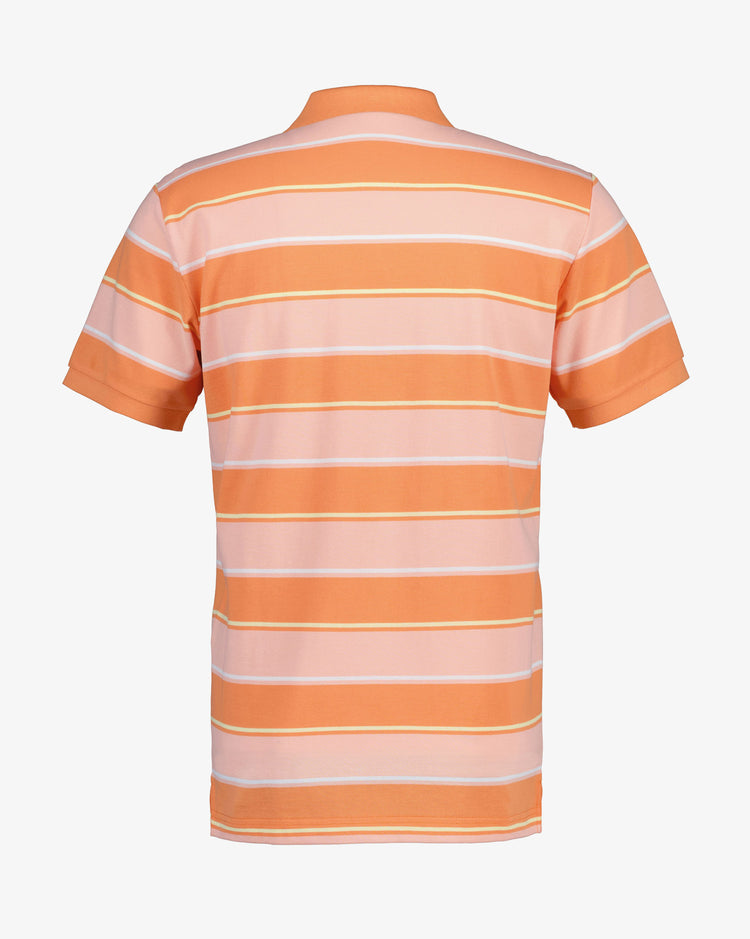 Bawełniany polo męski w paski z krótkim rękawem regular fit