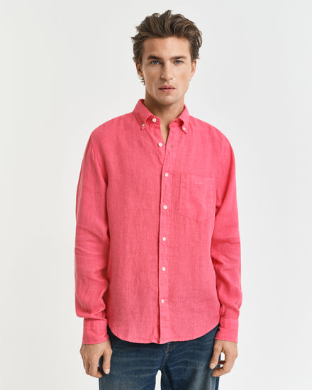 Koszula męska z długim rękawem regular fit różowa