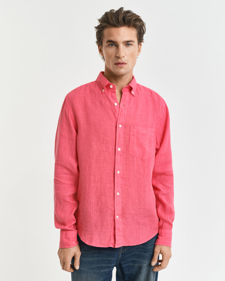 Koszula męska z długim rękawem regular fit różowa