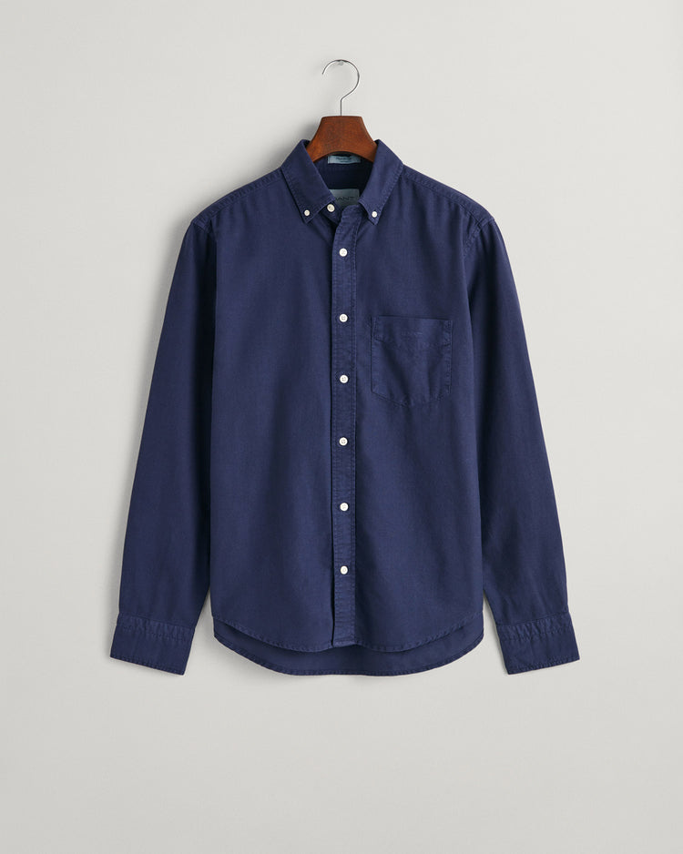 Bawełniana koszula męska z długim rękawem regular fit granatowa