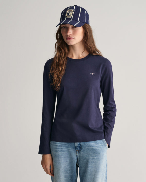 Koszulka damska z długim rękawem i okrągłym dekoltem regular fit