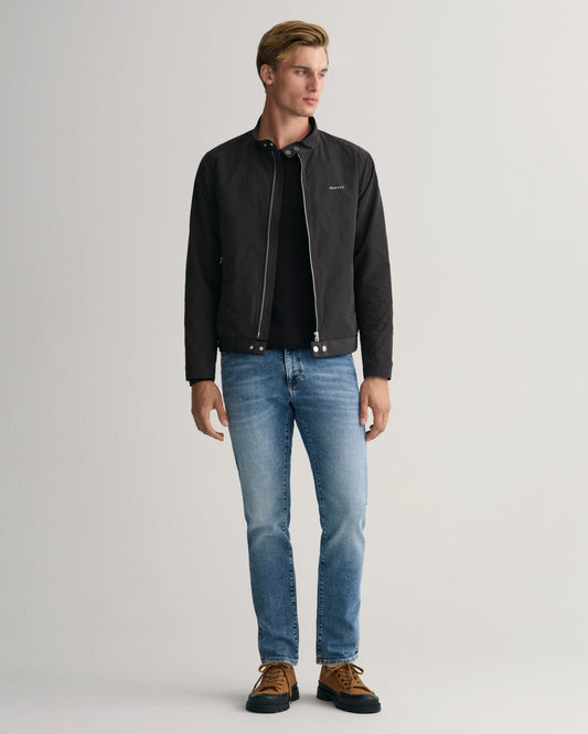 Kurtka męska z zamkiem z długim rękawem regular fit czarna