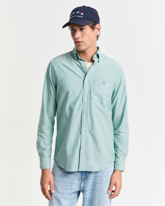 Koszula męska z długim rękawem regular fit zielona