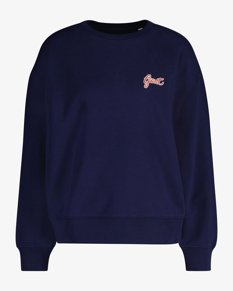 Damska granatowa bawełniana koszulka z naszywką frotte