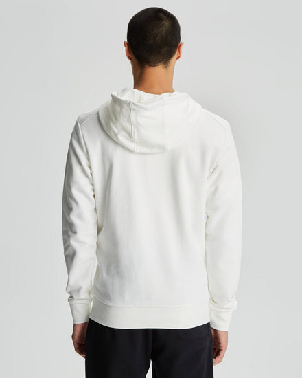 Bawełniana bluza męska z kapturem z nadrukiem regular fit biała