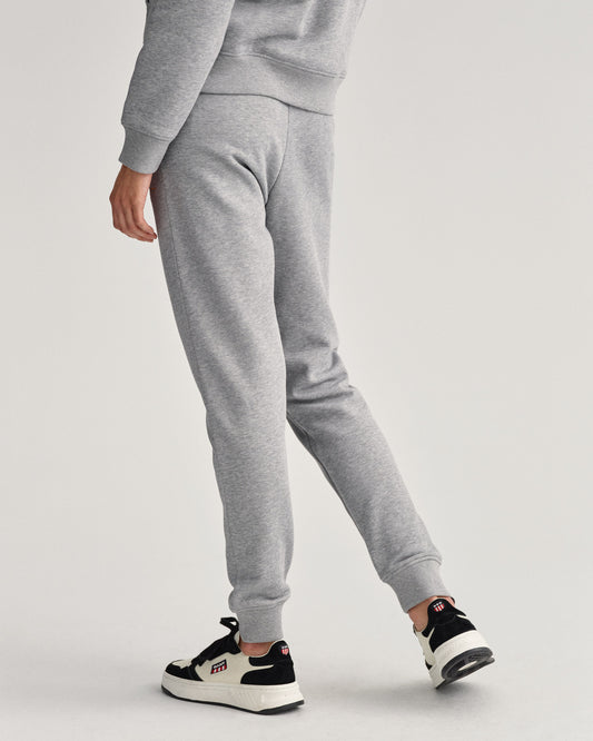 Spodnie dresowe damskie z nadrukiem slim fit szare