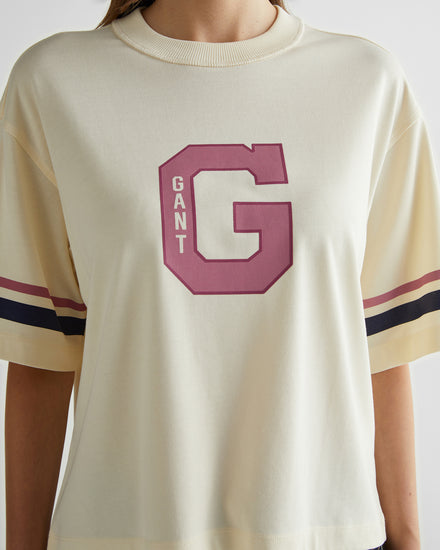 Koszulka damska z nadrukiem i okrągłym kołnierzykiem relaxed fit