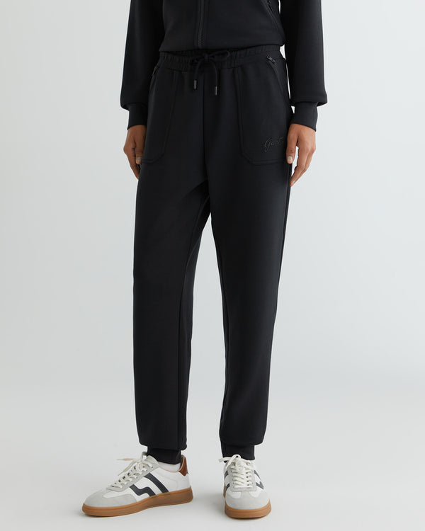 Spodnie dresowe damskie z nadrukiem regular fit czarne