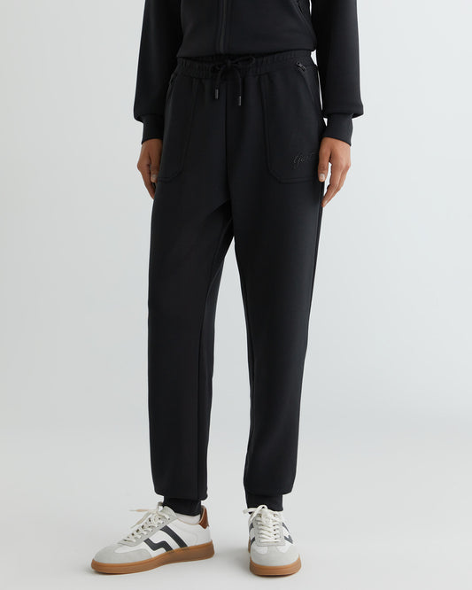 Spodnie dresowe damskie z nadrukiem regular fit czarne