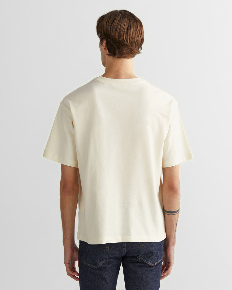 Bawełniany t-shirt męski z nadrukiem okrągły kołnierzyk relaxed fit