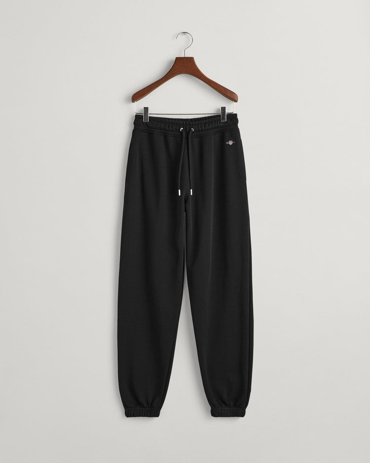 Spodnie dresowe damskie z nadrukiem relaxed fit czarne