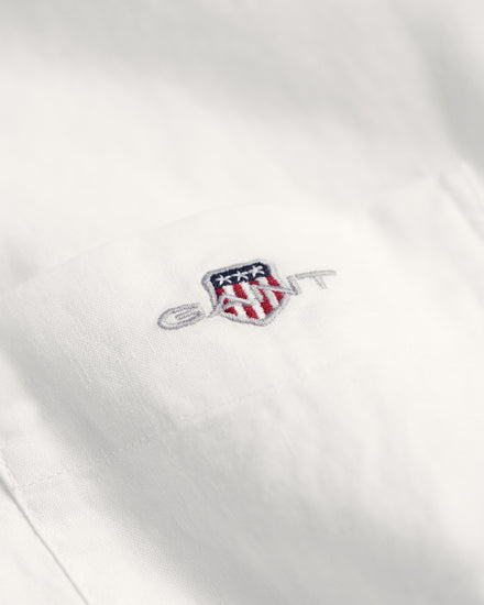 Koszula z lnu i bawełny z krótkim rękawem regular fit