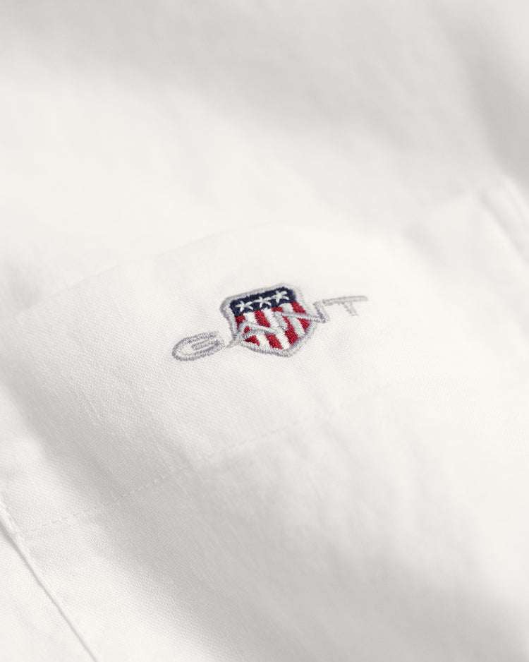 Koszula z lnu i bawełny z krótkim rękawem regular fit