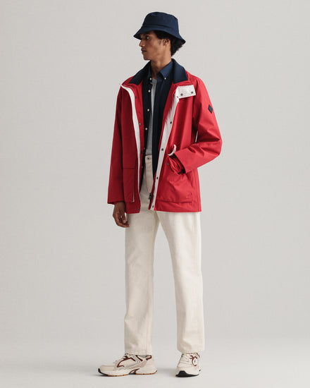 Bawełniana kurtka męska z zamkiem długi rękaw czerwona
