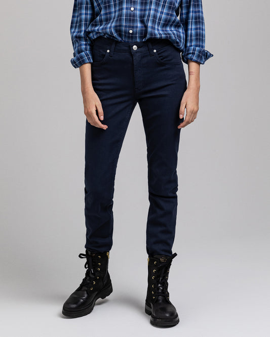 Spodnie damskie slim fit granatowe
