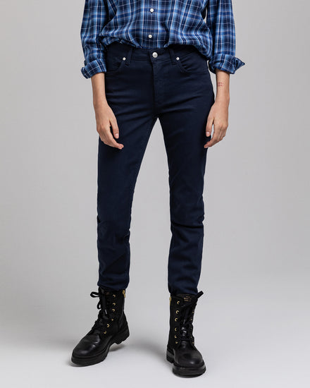 Spodnie damskie slim fit granatowe