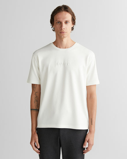 T-shirt męski okrągły kołnierzyk relaxed fit biały