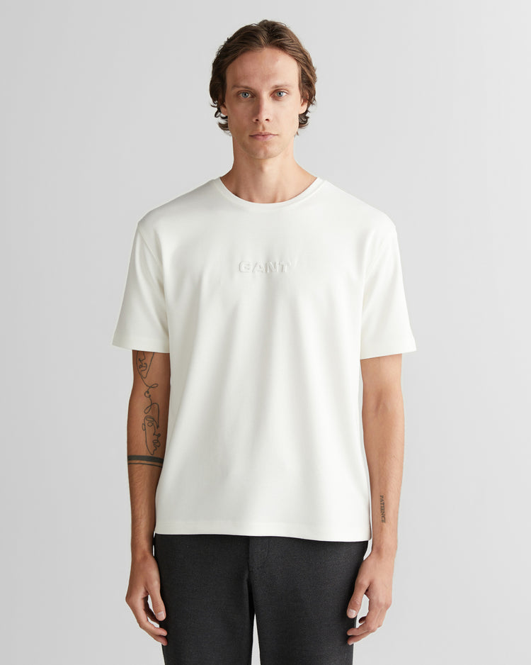 T-shirt męski okrągły kołnierzyk relaxed fit biały