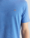 T-shirt męski w paski z okrągłym kołnierzykiem regular fit granatowy