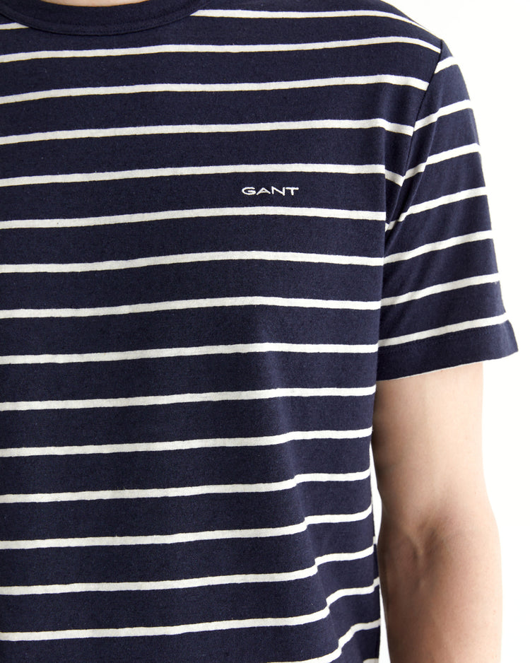 T-shirt męski w paski z okrągłym kołnierzykiem regular fit