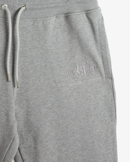 Bawełniane spodnie dresowe męskie z nadrukiem regular fit szare