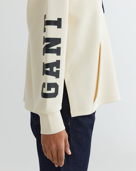 Bluza damska z nadrukiem i zamkiem do połowy regular fit