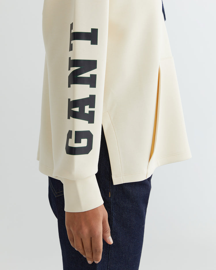 Bluza damska z nadrukiem i zamkiem do połowy regular fit