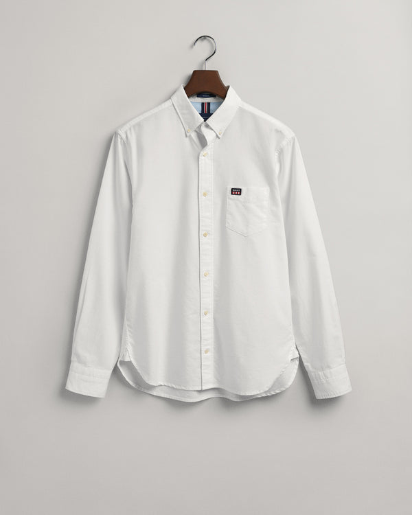 Bawełniana koszula męska z długim rękawem regular fit biała