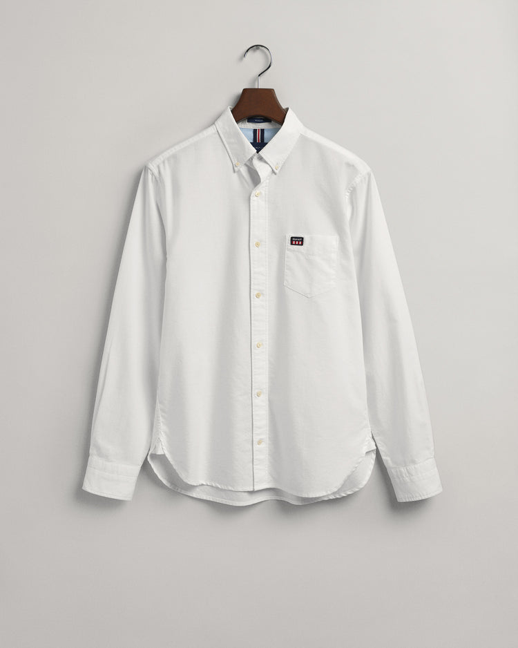 Bawełniana koszula męska z długim rękawem regular fit biała