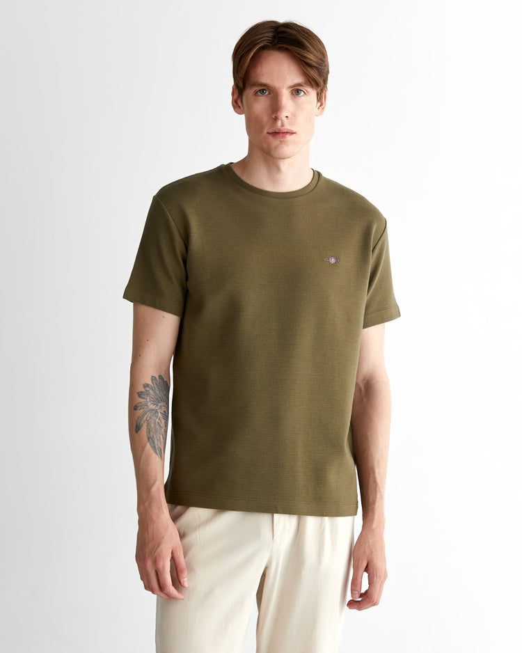 T-shirt męski okrągły kołnierzyk regular fit zielony