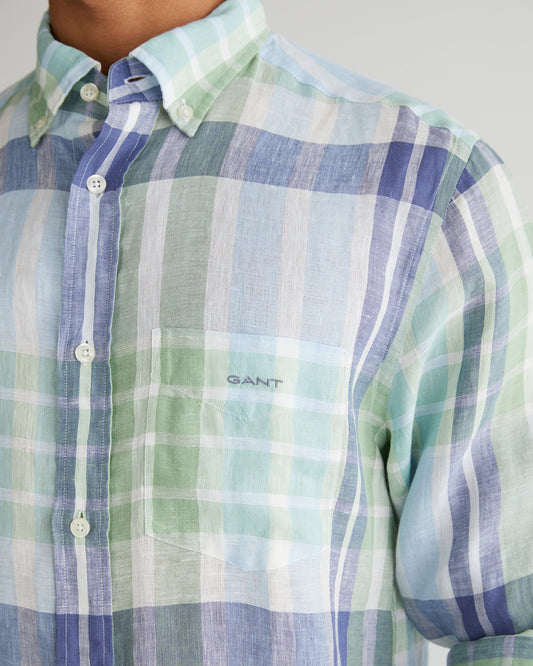 Koszula męska w kratkę długi rękaw regular fit zielona