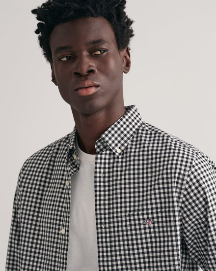 Bawełniana koszula męska w kratkę z długim rękawem regular fit