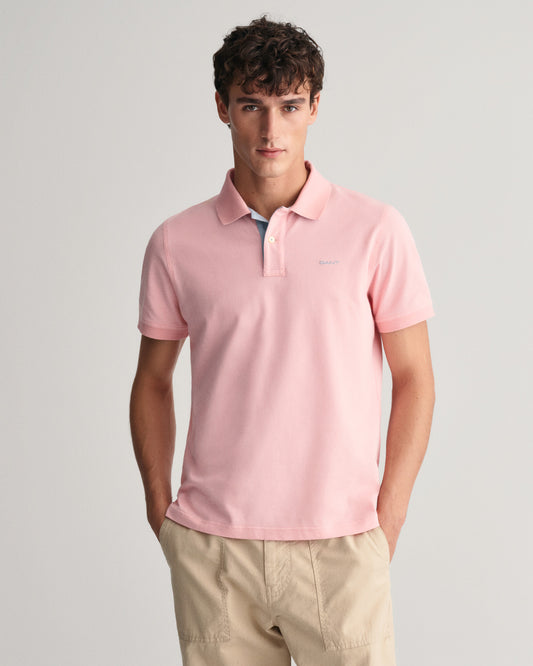 Polo męskie z krótkim rękawem regular fit różowe