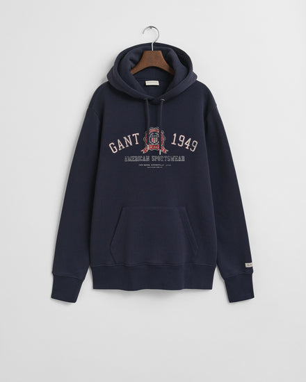 Bluza męska z kapturem z nadrukiem regular fit granatowa