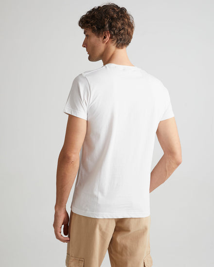 Męski biały T-shirt o regularnym kroju z okrągłym dekoltem