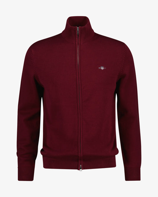 Sweter męski z zamkiem regular fit bordowy