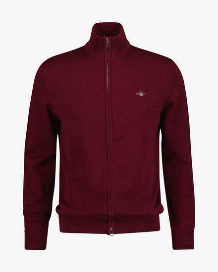 Sweter męski z zamkiem regular fit bordowy