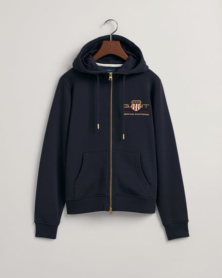 Bluza z kapturem, zamkiem błyskawicznym i nadrukiem