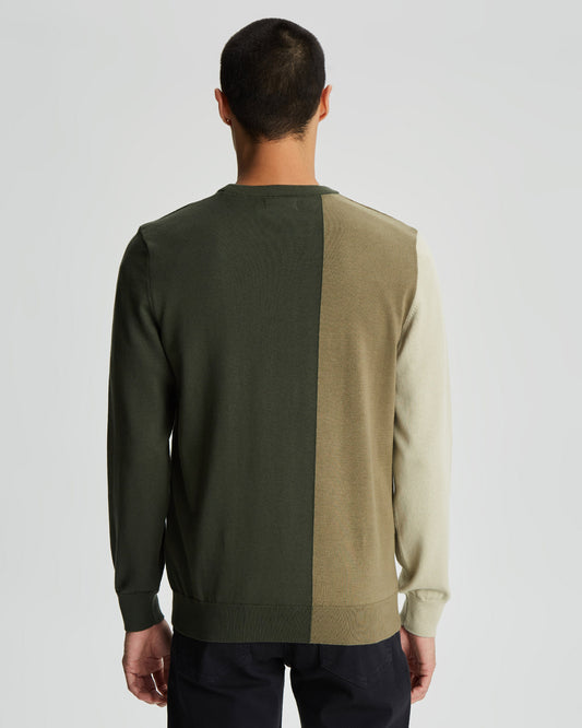 Bawełniany sweter męski z nadrukiem regular fit zielony