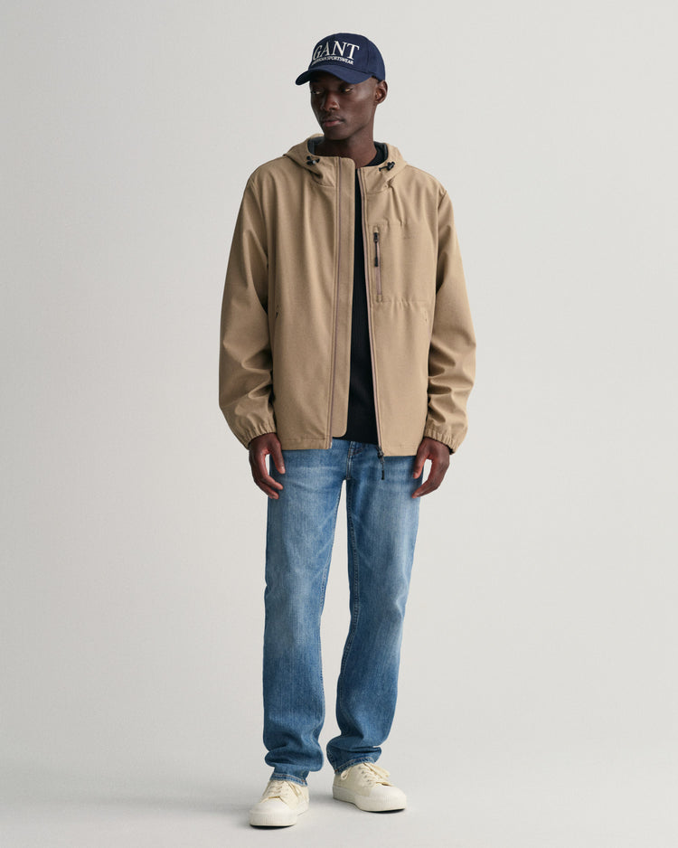 Kurtka przeciwdeszczowa męska z zamkiem regular fit beżowa