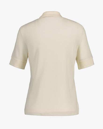 Polo damskie beżowe o luźnym kroju z logo