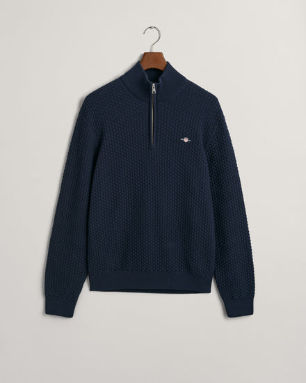 Sweter z fakturowanej bawełny half zip