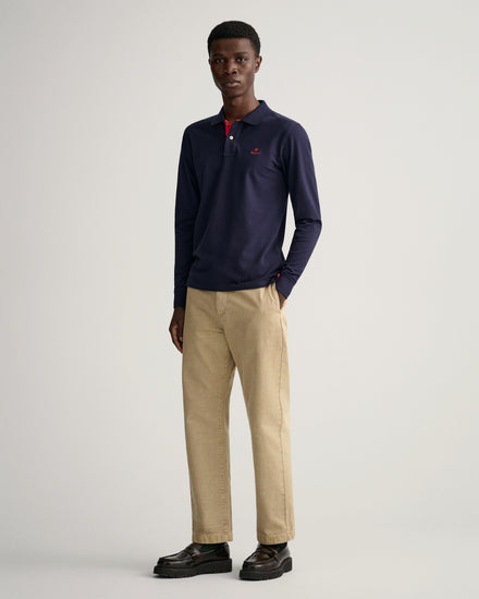 Polo męskie z długim rękawem z kołnierzykiem polo regular fit