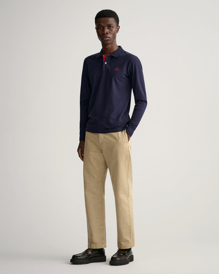 Polo męskie z długim rękawem z kołnierzykiem polo regular fit