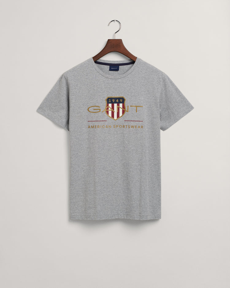 Bawełniany t-shirt męski z nadrukiem regular fit szary